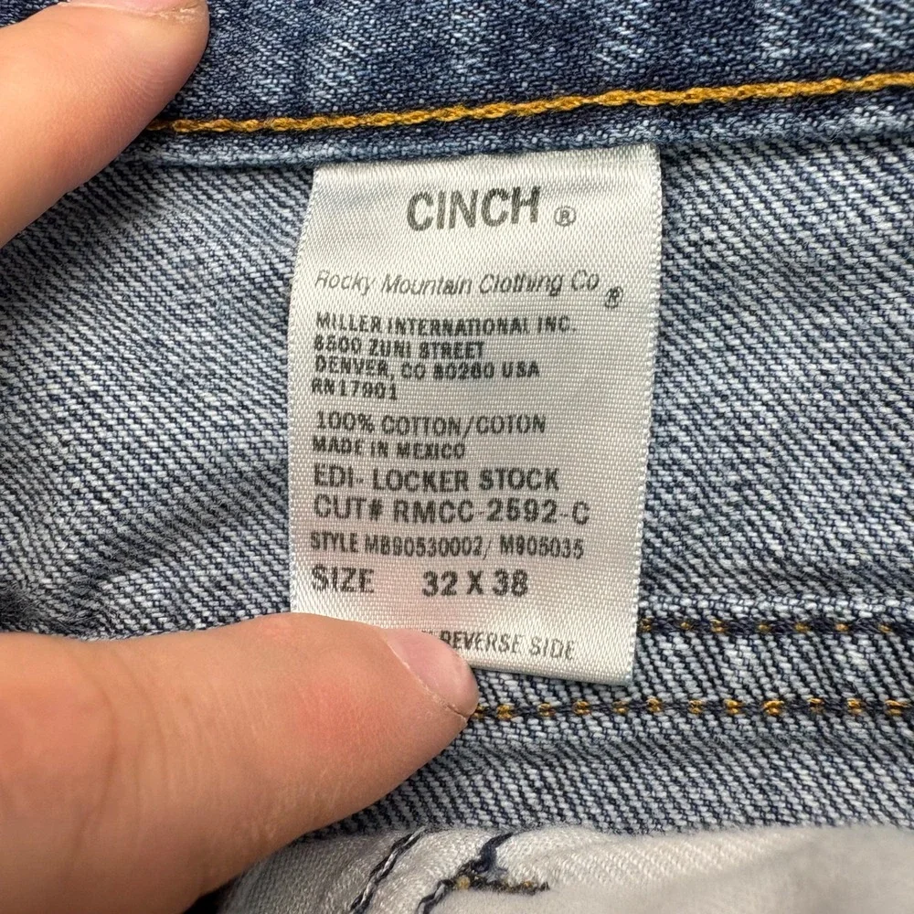 Cinch Green Label Mens Blue Straight‎ Leg Jeans 32x38 MB90530002